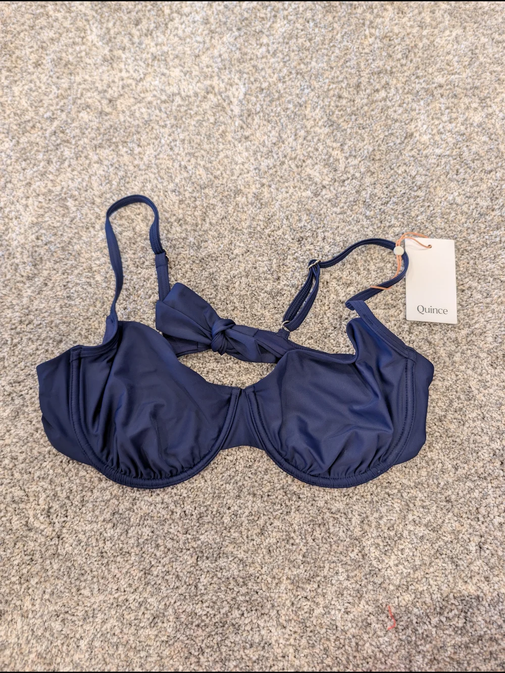Quince Italian Demi Bikini Top XL Navy Blue NWT